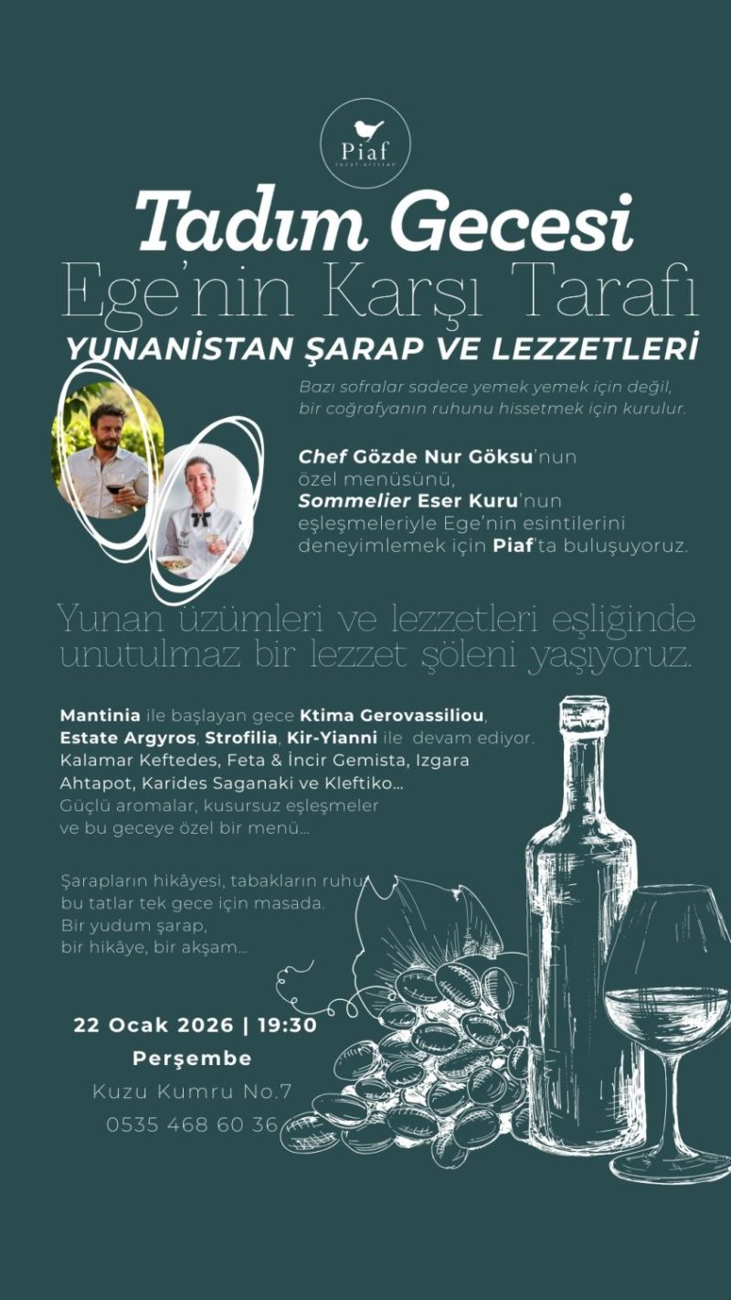 Tadım Gecesi: Yunanistan Şarap ve Lezzetleri 🍷22 Ocak Perşembe